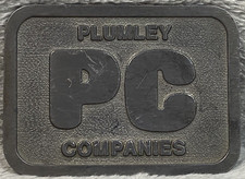PC PLUMLEY COMPANIES -Advertising Belt Buckle 3-1/2 x 3