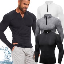Cool Quick Dry Men Long Sleeve Performance Training Sun Shirt Slim Fit Sport Top