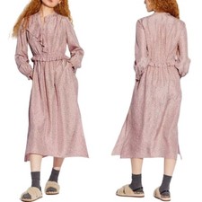 Coach Dress Women 10 Pink Silk Floral Pleated Yoke Midi Boho Prairie Cottagecore