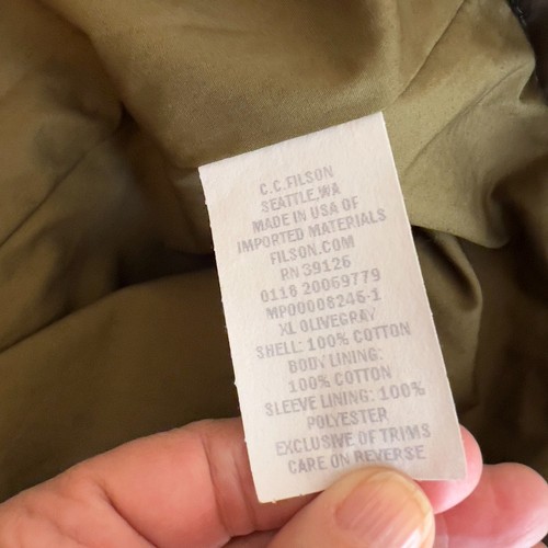 Filson Coat Double Breasted Hunting Olive Green Jacket Women's XL Made in USA - Picture 9 of 13