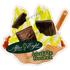 Eiswagen Aufkleber After Eight Waffelkorb neuwertig Anh&auml;ngeraufkleber (Gr&ouml;&szlig;e w&auml;hlbar)