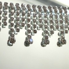 Beaded Ribbon Applique Wedding Dress Diamante Chain Bridal Rhinestone Trimming