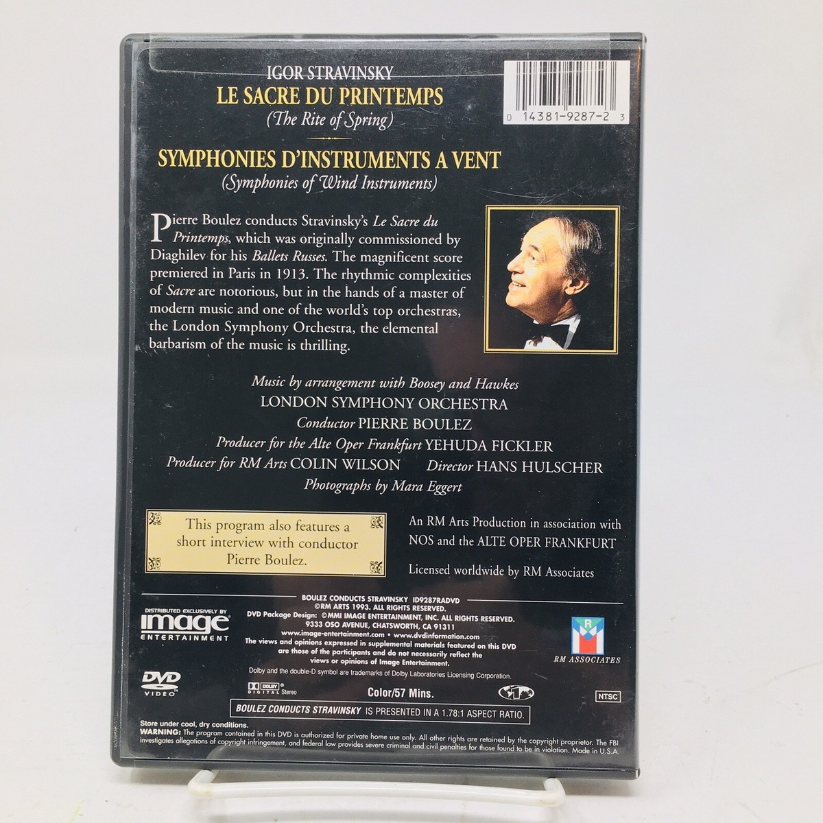 Igor Stravinsky DVD Le Sacre Du Printemps Symphonies D'Instruments