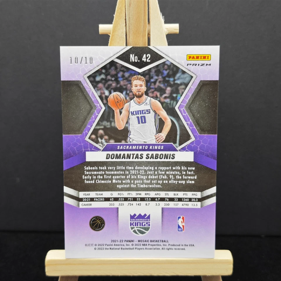 2021-22 Panini Mosaic Domantas Sabonis Gold Disco Prizm #42 10/10 Final Print - Image 2 of 2