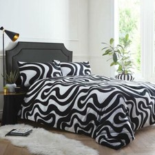 Black & White Duvet Set New Quilt Cover Pillow Cases Psychedelic Print Bedding