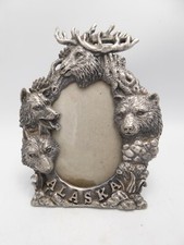 ALASKA CAST METAL PHOTO PICTURE FRAME - WOLVES BEAR ELK MOOSE - SAMS TRADING CO