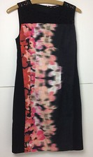 T Tahari Women's Colorful Sleeveless Woven Lined Stretch Sheath Midi Dress Sz 4