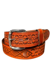 Tan Embossed Men’s Western Belt For Men Cowboy Strap With Buckle Western Belts