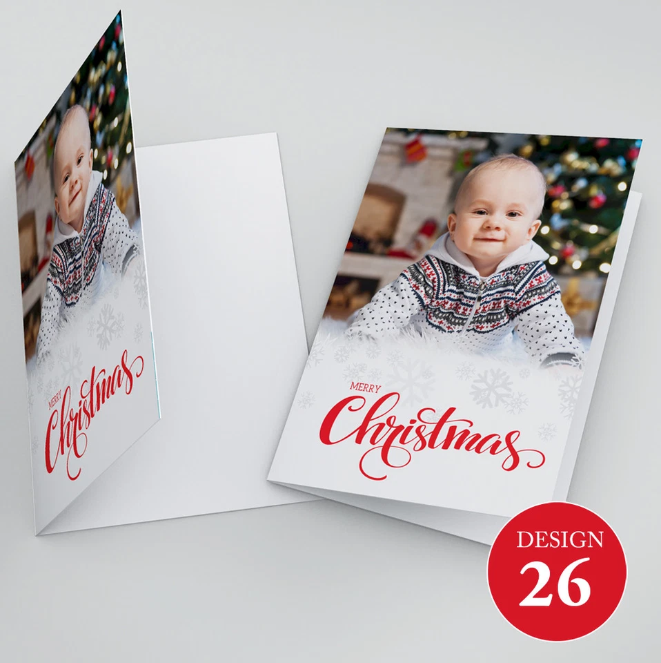 Personalised Pack of Christmas Cards With Photo + Envelopes Folded - Image 2 of 4