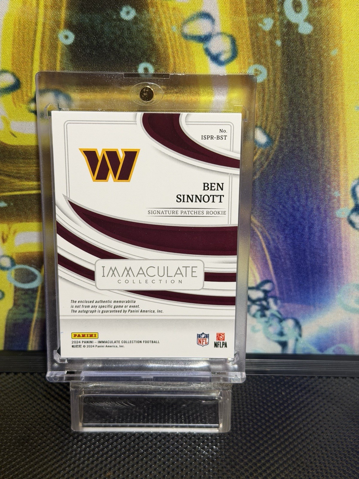 Panini Ben Sinnott Washington Commanders 2024 Immaculate Auto Patch RC /99 view 2
