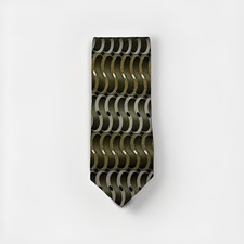 Pierre Balmain Couture Silk Tie 4” Wide Olive Gold Abstract Made in USA