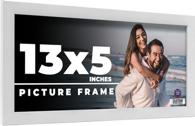 13x5 Frame White Real Wood Picture Frame Width 0.75 inches | Interior Frame Dept