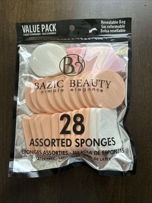 Bazic Beauty Simple Elegance  28 Assorted Sponges  Resealable Bag-Latex Free