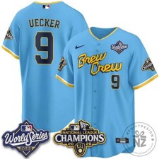 Milwaukee Brewers Bob Uecker 9 Blue World Series 2026 Jersey ALL SIZES