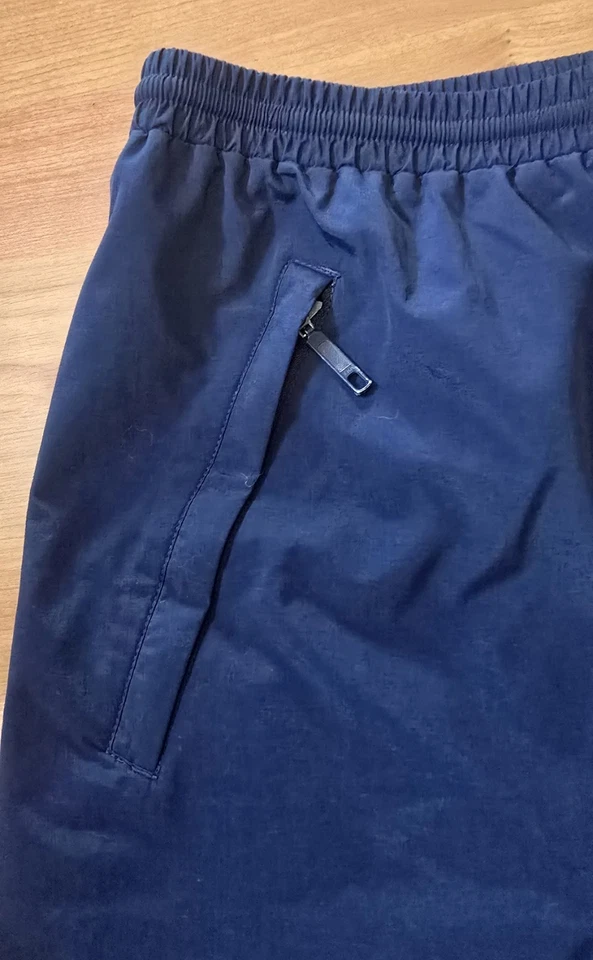 Pantalones de chándal de nailon impermeables vintage años 90 Eddie Bauer para hombre M azul marino con puños EVC Foto 2 de 4