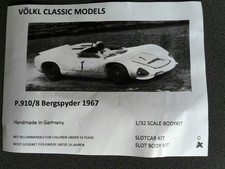 1/32 Völkl Classic Cars Porsche 910/8 Bergspyder 1967 Slot BODY KIT Nowe