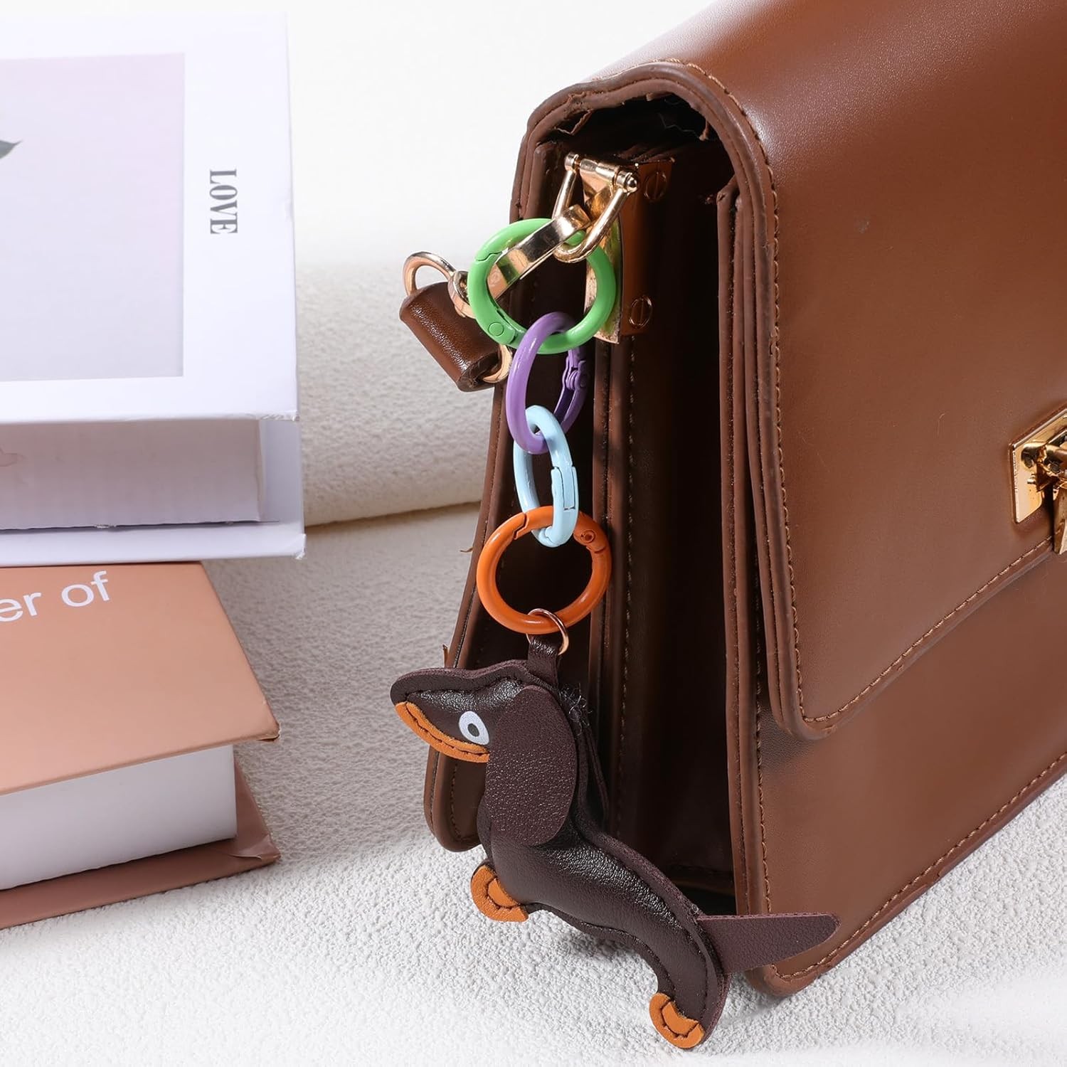 24 Pcs 24mm Metal Spring O Rings, Colorful Round Carabiner Clip Key Chain Ring, 