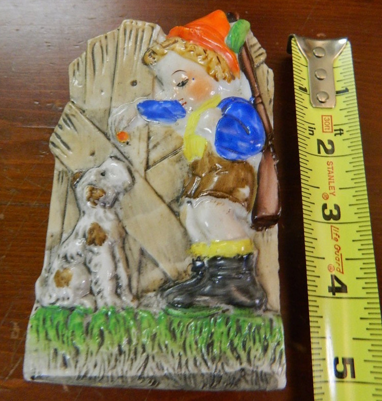 Vintage MCM Japan Hunting Boy With Gun & Dog Wall Pocket – Nice!