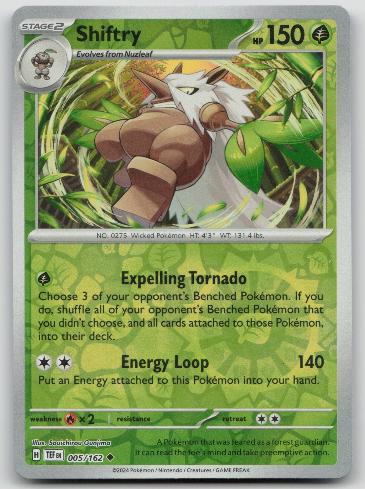 Shiftry 005/162 Temporal Forces Pokemon TCG Uncommon Reverse Holofoil NM