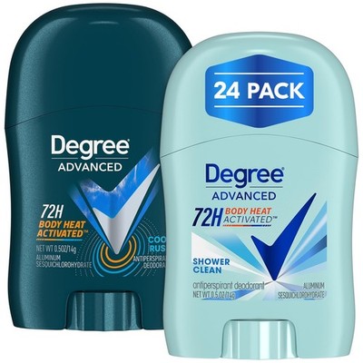 Travel Deodorant 24 Pack 0.5 Oz Cool Rush Shower Clean 72H Degree Variety Body