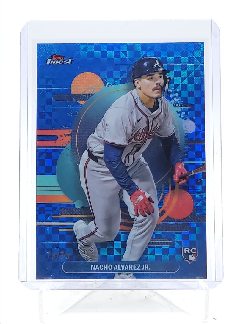 NACHO ALVAREZ JR. 2025 TOPPS FINEST UNCOMMON ROOKIE BLUE CHECKER RC /75 Q3967