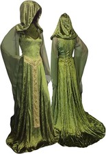 Women's Medieval Lace-up Vintage Hooded Cloak Robe Adult Costume Retro...