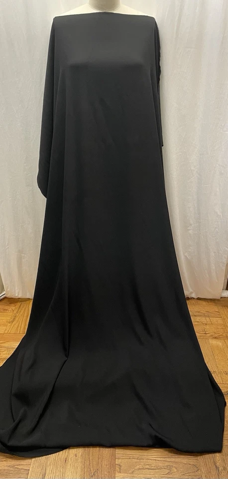 Tecido de cor preta crepe poli rayon mistura qualidade muito fina por jarda 54" de largura - Imagem 2 de 4