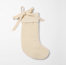 Cream Velvet Bow Christmas Stocking - Threshold  designed with Studio McGee