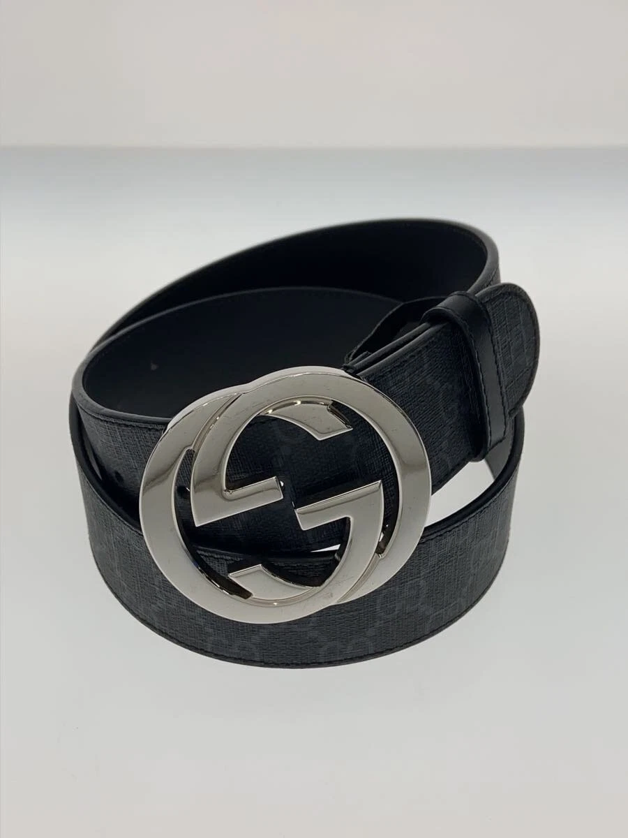 Ceinture GUCCI à boucle G imbriquée GG cuir BLK motif total homme 411924