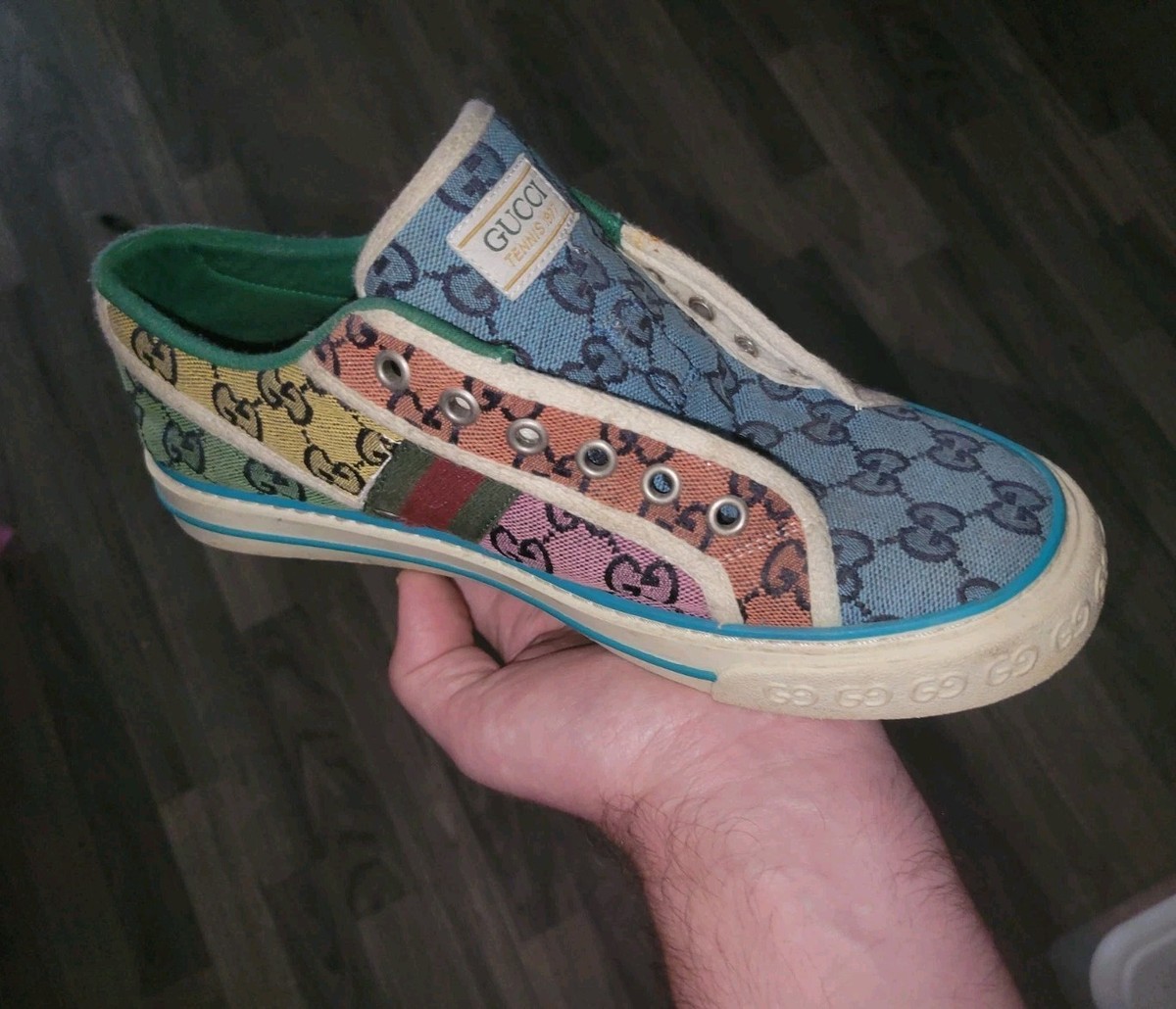 Gucci Womens Tennis 1977 Multicolor GG Canvas Web Detail Sneaker