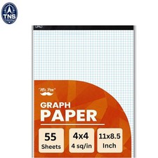 Graph Paper Pad 8.5x11 Inch 4x4 Squares per Inch 55 Sheets Squared Grid for M...