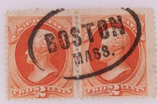 US Pair Used BOSTON MASS MA LARGE OVAL PAIR SOTN SON FANCY CANCEL parcel post