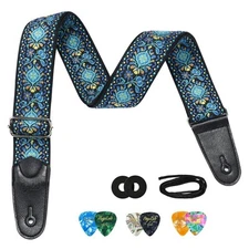 POGOLAB PGS-12 Guitar Strap 2 inch Wide Jacquard Embroidery Cotton Adjustable 