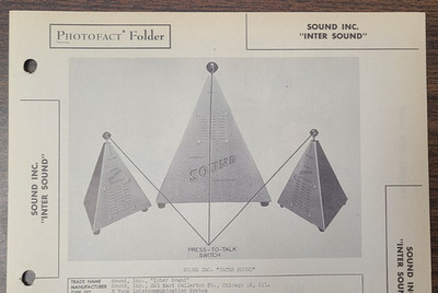 SOUND INC ''INTER SOUND'' INTERCOMMUNICATION SYSTEM INTER-COM PHOTOFACT