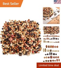 2000 Assorted Printed Wooden Beads - Ideal for Jewelry  Macrame Projects