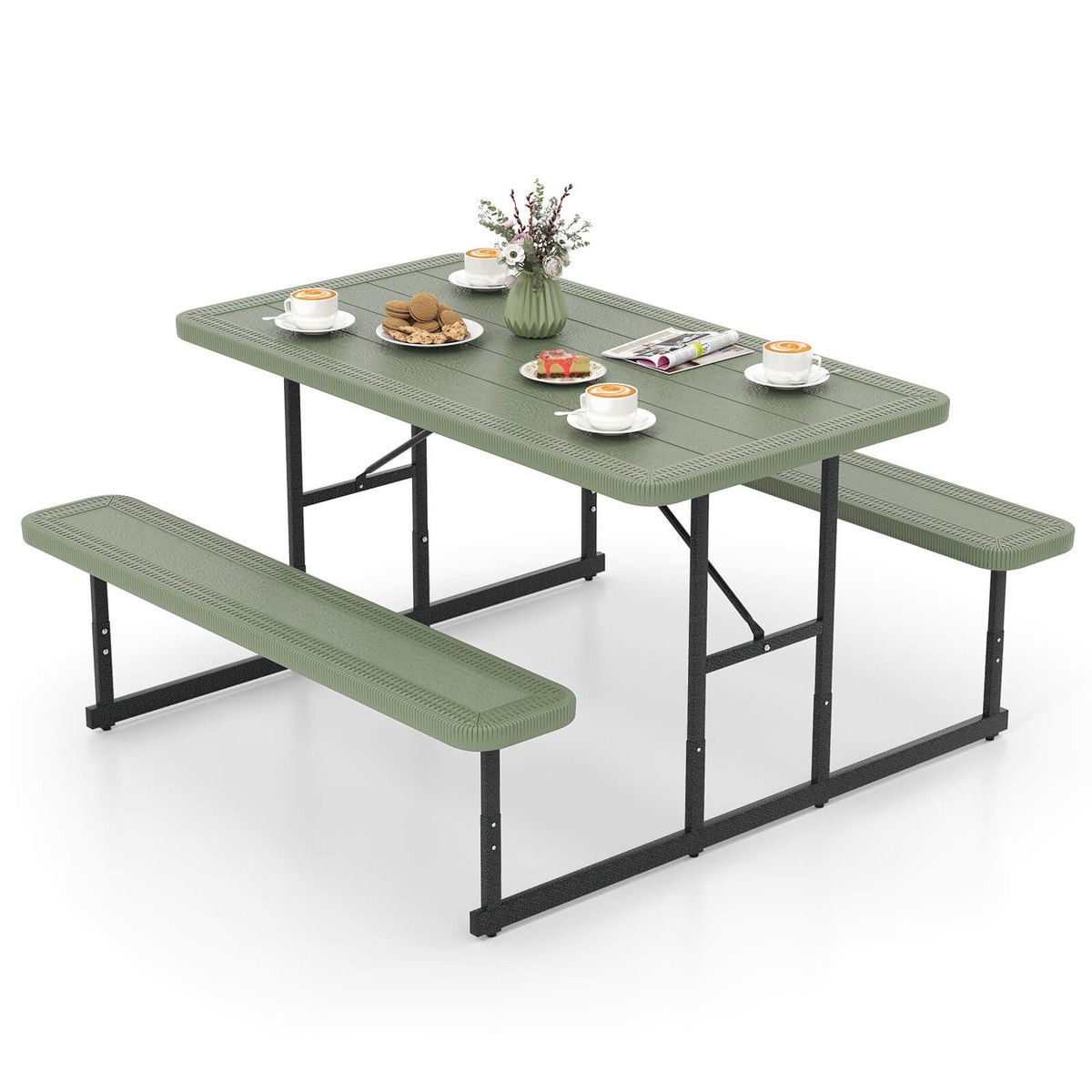 Picnic Table Bench Set for 2-4 People Outdoor Rectangular Camping