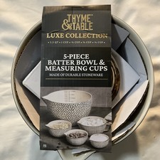 NEW Thyme & Table 5-PC Ceramic Mixing Bowl & Measuring Bowl Set . NEW Thyme & Table 5-PC Ceramic Mixing Bowl & Measuring Bowl Set . - Image 1
