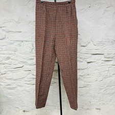 Vintage 60s 70s Houndstooth Tweed Wool Pants High Waisted Side Zip Trousers