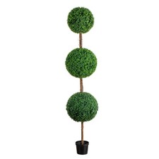 8-ft UV Resistant Artificial Triple Ball Boxwood Topiary Tree Indoor/Outdoor 