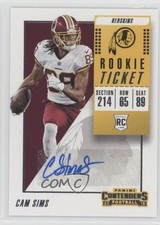 2018 Panini Contenders Rookie Ticket/Rookie Ticket Variation Cam Sims Auto 0s55