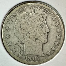 1901 O Barber Half Dollar - Good - Better Date - Nice and Original