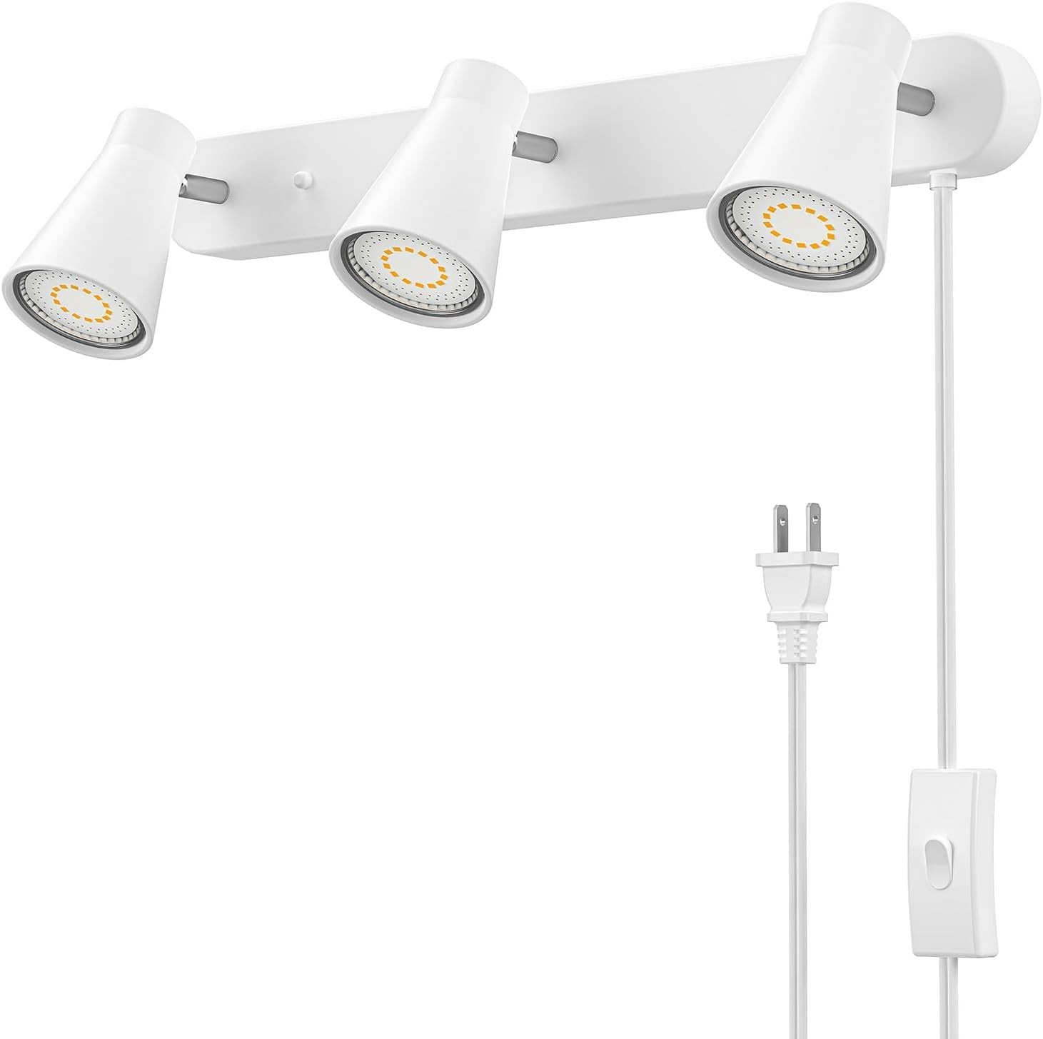 Plug in Track Lighting, 3 Light Track Lighting Fixture, White Modern Ceiling ...