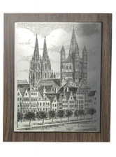 VTG German Etching On Metal, Friedrich Görtitz, Cathedral & Saint Martin Major