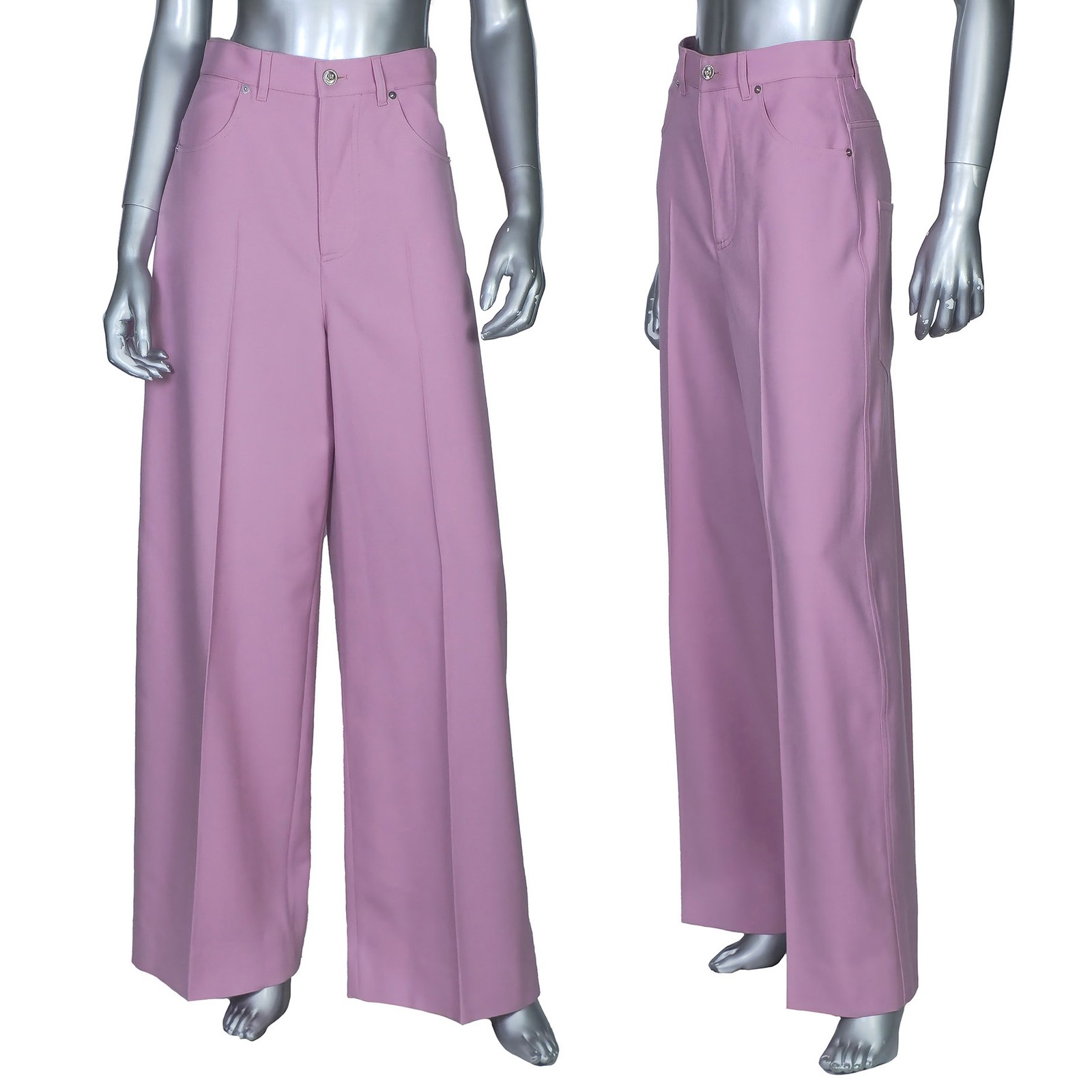 GUCCI PANTS WIDE FIT PINK WOOL PLEAT FRONT TROUSERS w LOGO BUTTON $1,600 38 2 thumbnail 3