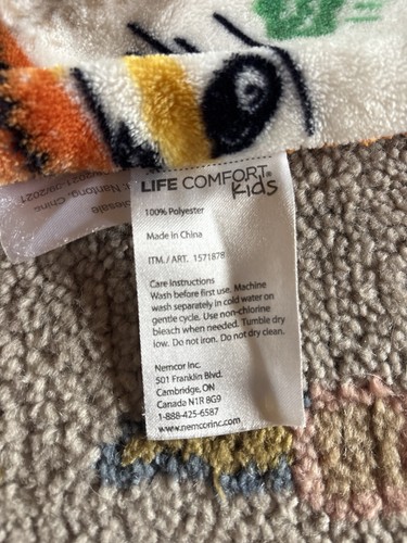 Life Comfort Kids Dinosaur Fleece Blanket Orange Sherpa 48x38 Toddler Soft - Picture 3 of 5