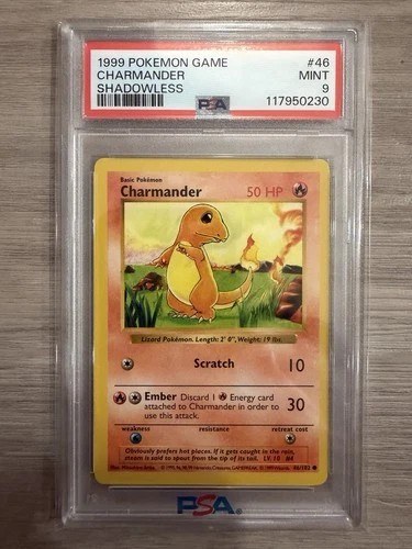 1999 Pokemon Shadowless Charmander PSA 9 Mint #46 Base Set