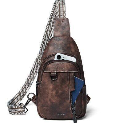 Sling Bag for Women Men Leather Small Sling Backpack Daypack Anti Theft Fanny...