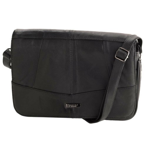 Ladies Women Lorenz Real Leather Multi Pocket Cross Body Messenger