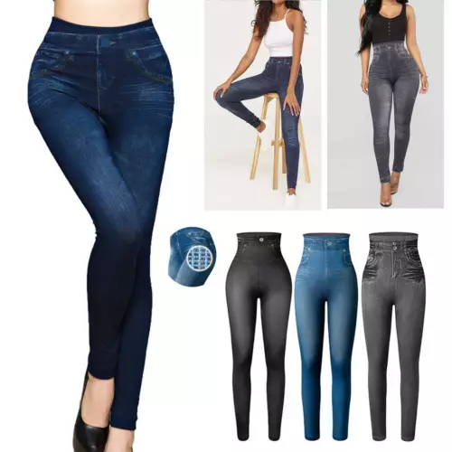 Womens Stretchy Denim Jegging Comfortable Stretch Jeans Shaping Tummy Control - Picture 1 of 17