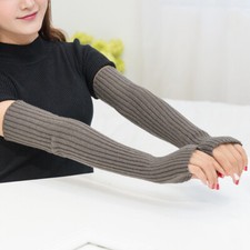 Women Gloves Arm Warmer Knitted Long Fingerless Mitten Winter Warm Accessories